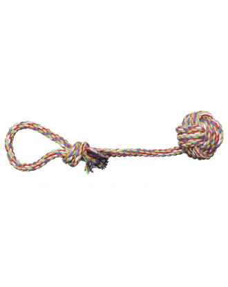 Pet Nova Ball on Rope - pleciona bawełniana piłka dla psa, na sznurze