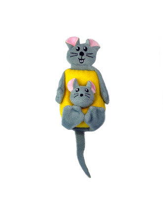 KONG Pull-A-Partz Cheezy - zabawka dla kota 3w1, dwie myszki i serek, z kocimiętką