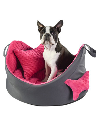 Blovi Bed Verona Pink/Gray - wysokiej jakości, wygodne legowisko, hamak dla psa z poduszką, różowo-szare