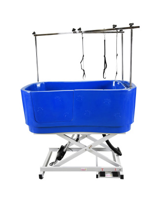 Blovi Electric Dog Bath - duża i solidna wanna groomerska z podnośnikiem elektrycznym i wysięgnikiem dwustronnym, niebieska