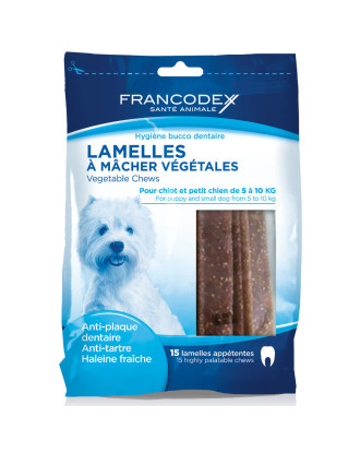 Francodex paski do gryzienia usuwające kamień i brzydki zapach dla szczeniąt i małych psów, 15szt