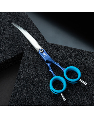 Jargem Asian Style Light Curved Scissors 6,5" - bardzo lekkie, gięte nożyczki z kolorowymi ringami, do strzyżenia w stylu koreańskim
