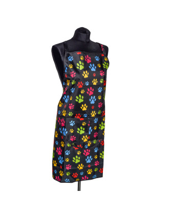 Blovi Black Grooming Apron - fartuszek groomerski czarny w kolorowe łapki, rozmiar uniwersalny