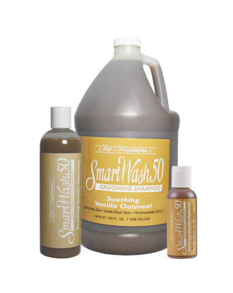 Chris Christensen Smart 50 Wash Vanilla Oatmeal Shampoo - szampon oczyszczająco-łagodzący dla psa i kota, o zapachu owsianki z wanilią, koncentrat 1:50