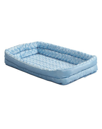 MidWest Deluxe Double Bolster Blue - materac do klatki kennelowej, z rozkładanym, podwójnym brzegiem, niebieski