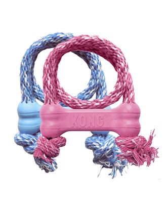 KONG Puppy Goodie Bone with Rope XS - mały szarpak dla szczeniaka, kość z liną 
