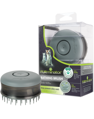 FURminator Bathing Brush szczotka do kąpieli zwierząt, z dozownikiem na szampon lub odżywkę.