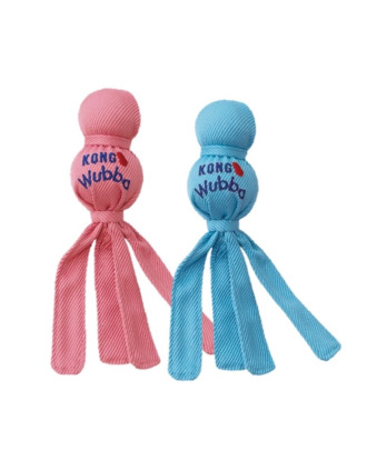 KONG Puppy Wubba S - aport dla szczeniaka, piszcząca zabawka z ogonami 