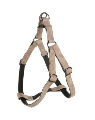 Flamingo Harness Step&Go Delu Taupe - szelki step in dla psa, z eko-skóry, z podszyciem z neoprenu, szare