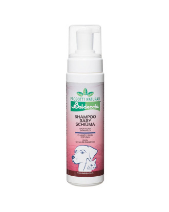 Baldecchi Baby Shampoo 200ml - suchy szampon dla szczeniąt, dorosłych psów oraz kotów, z kwasami owocowymi oraz ekstraktem z soi