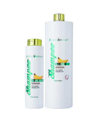 Iv San Bernard SLS Free Banana Shampoo - bananowy szampon dla psów i kotów o włosie półdługim i szorstkim, bez SLS