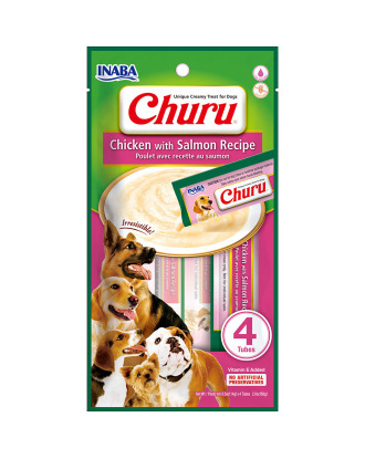 Inaba Creamy Churu Dog Treats 4x14g - kremowy przysmak dla psa, kurczak i łosoś