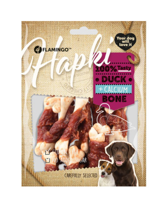 Flamingo Hapki Duck Calcium Bone 170g - przysmak dla psa, kostki z wapnia oplecione kaczką