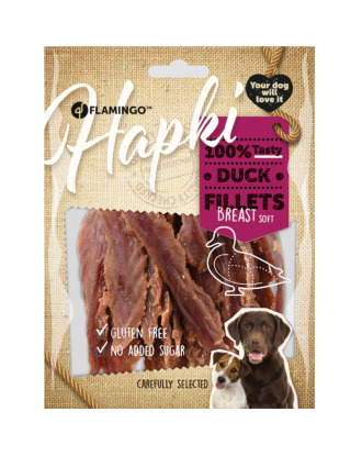 Flamingo Hapki Soft Duck Fillets 170g -  miękkie przysmaki dla psa, suszona kaczka