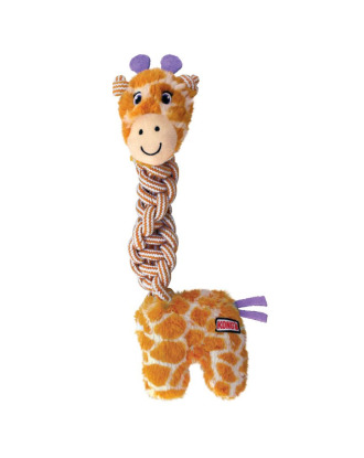 KONG Knots Twists Giraffe - zabawka dla psa ze sznurem i piszczałką, żyrafa