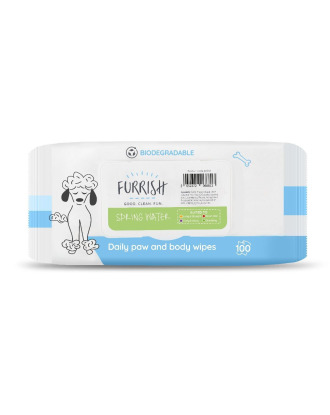Furrish Spring Waters Bath Wipes 100szt. - chusteczki do czyszczenia łap i sierści psów, o delikatnym, świeżym zapachu