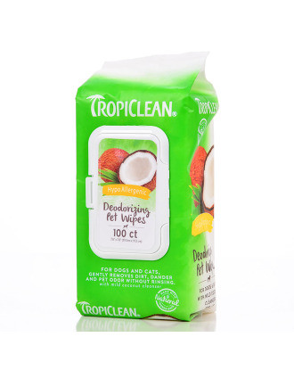 Tropiclean Hypoallergenic Wipes 100szt - hypoalergiczne, kokosowe chusteczki do czyszczenia sierści zwierząt
