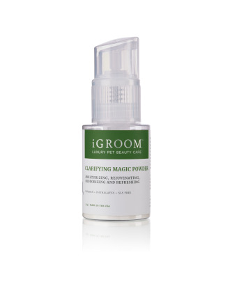 iGroom Claryfying Magic Powder 25g - puder dla psa i kota, dodający objętości, odświeżający, odstraszający pchły i kleszcze