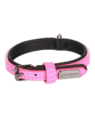 Flamingo Collar Leza Pink - obroża dla małego psa, z podszyciem, sztuczna skóra i neopren, różowa