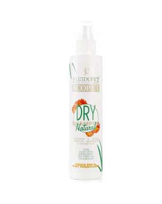 FluidoPet Natural Dry Shampoo 200ml - naturalny szampon dla zwierząt do kąpieli "na sucho" z bergamotką, nagietkiem i aloesem