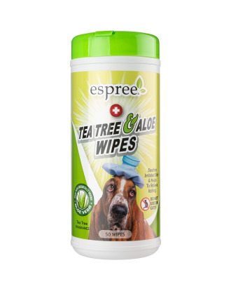 Espree Tea Tree & Aloe Wipes 50szt. -  łagodzące chusteczki do czyszczenia i pielęgnacji łap psa