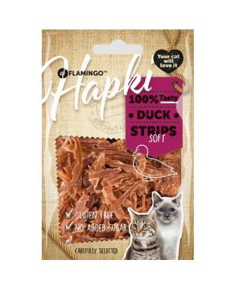 Flamingo Hapki Duck Strips Soft 50g - bezglutenowe smaczki dla kota, suszone paseczki kaczki