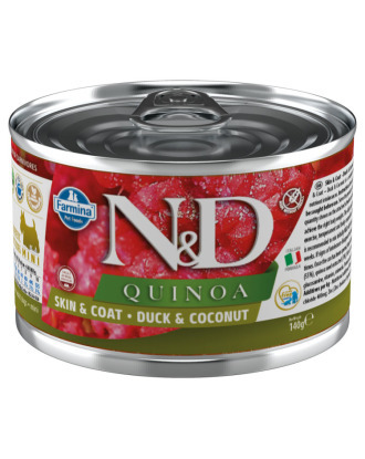 Farmina ND Quinoa Skin & Coat Duck - karma dla dorosłych psów borykających się z problemami skórnymi, z kaczką, komosą ryżową i kokosem