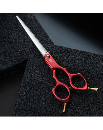Jargem Asian Style Light Straight Scissors 6,5" - bardzo lekkie, proste nożyczki do strzyżenia w stylu koreańskim, czerwone