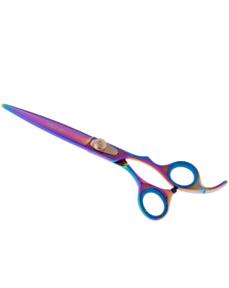 Geib Gold Rainbow Kiss Curved Scissors - wysokiej jakości nożyczki gięte z mikroszlifem i tęczowym wykończeniem 